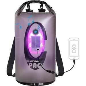Dry Bag Waterproof with Solar Bluetooth Speaker & Light - 20L Roll Top Dry Sack
